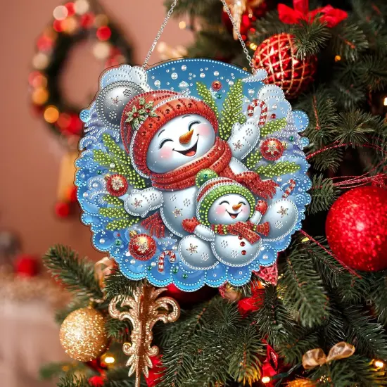 DIY Acrylic Diamond Art Painting Wreath Kits (Christmas Snowman) {5}