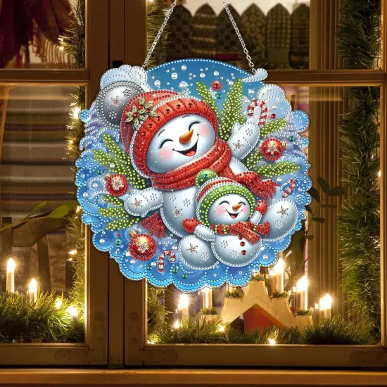 DIY Acrylic Diamond Art Painting Wreath Kits (Christmas Snowman) {4}