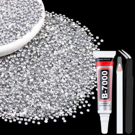 6000Pcs 3mm Flatback Resin Rhinestones with B7000 Glue - Clear {1}