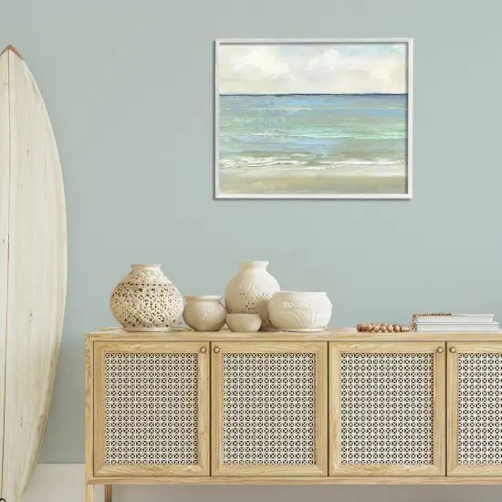 Stupell Industries Horizontal Beach Brush Strokes Framed Giclee Wall Art Design by Sally Swatland {2}