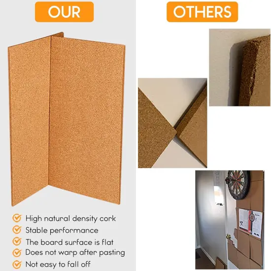 6 Pack Bulletin Cork Boards With 100 Push Pins (17"x8") {3}