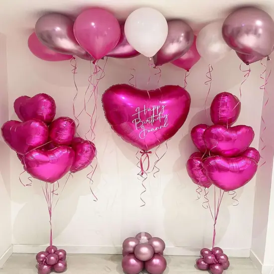 12 Pcs Hot Pink Heart Shape Foil Mylar Balloons(12pcs Hot Pink Pink Candy) {4}