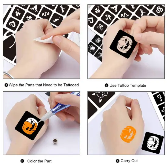 262pcs Temporary Tattoos Stencils(White) {6}