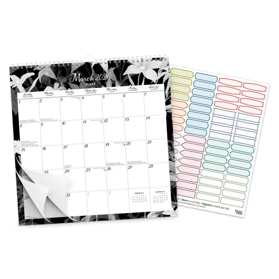 Pen & Ink | 2026 12 x 12 Inch (Hanging) Monthly Square Wire-O Calendar | English/French Bilingual | Sticker Sheet {3}