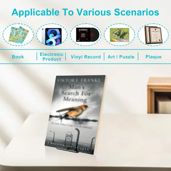 Acylic Upright Display Stand, 6PC 4 Inch Clear Display Holder Easel Base Picture Frame for Home Office School Store to Display Book, Vinyl Record, Album, LP Cover, Artworks, CDs {6}