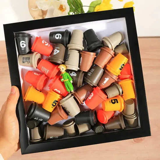 Muzilife 8x8 Shadow Box Picture Frame with Linen Board - Deep Wood & Glass Display Case Ready to Hang Memory Box Baby Sports Memorabilia, Pins, Awards, Medals, Wedding, Tickets and Photos (Black) {6}