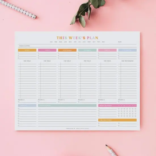Weekly Planner - Premium 52-Sheet Tear-Off Notepad, 8.5 x 11 inches, Clean Colorful Design, Perfect for Work, School, Projects, and Entrepreneurs, Female & USA Owned Business {1}