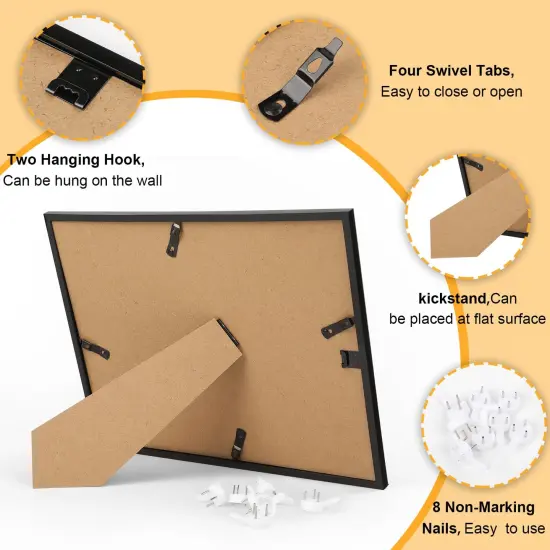 5 PACK Certificate Frames 8.5 x 11,Black Diploma Frame Document Frame with Clear Plexiglass,Picture Frames for Tabletop and Wall Display {4}