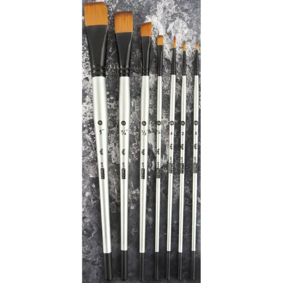 Finnabair Art Basics Brush Set 7/Pkg-Sizes: 0, 2, 4, 1/4, 1/2, 3/4, 1 {3}