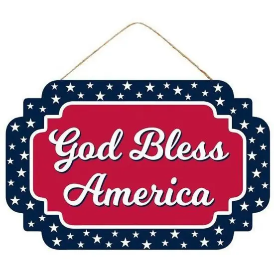 12" Wooden Sign: God Bless America {1}