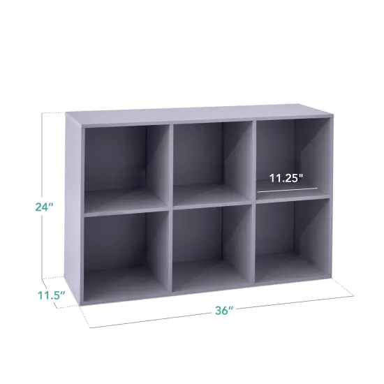Best Choice Products 6-Cube Bookshelf, 11in Display Storage System, Organizer w/ Removable Back Panels Lavender {2}