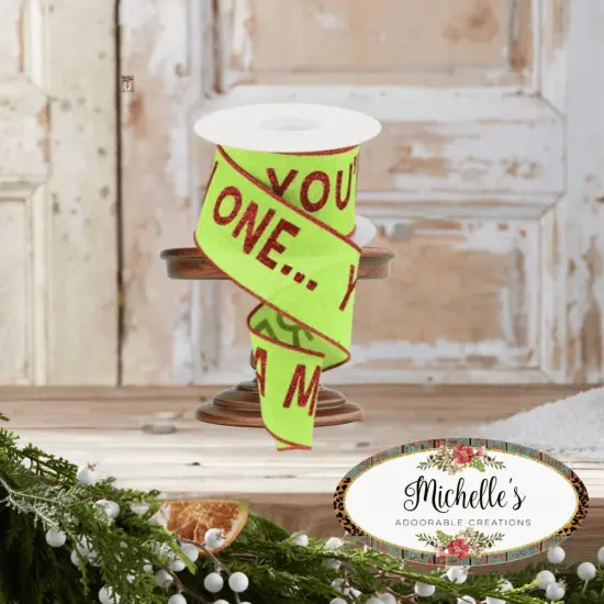 2.5" Your A Mean One Ribbon: Lime Green (10 Yards) {2}
