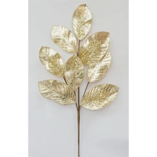 27" Metallic Magnolia Leaf Spray: Gold {5}