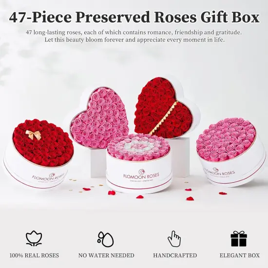 47-Piece Forever Flowers in Heart Shape Box {3}