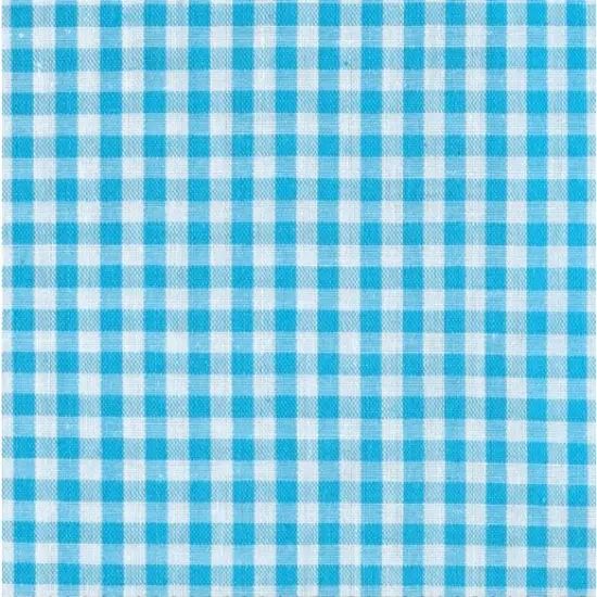 Easycare Gingham Large Aqua Polyester Cotton Fabric by the Yard {1}