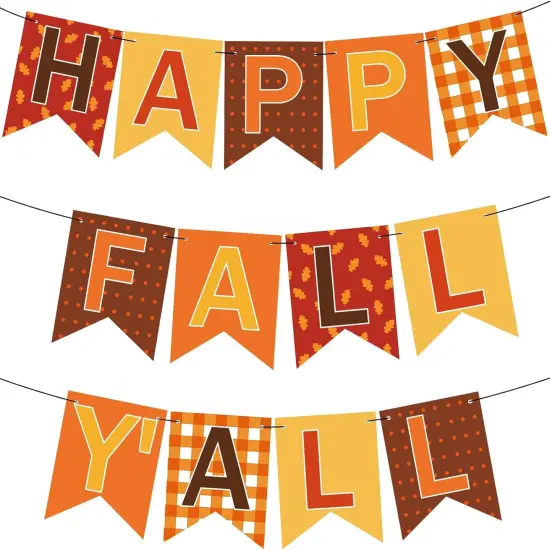 3Pcs Happy Fall Y'all Paper Banner {1}