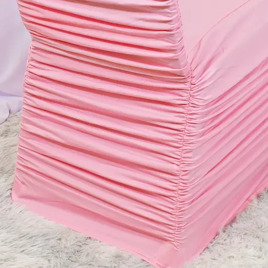 1 Piece Pink Rouge Chair Cover Elegant Ruffled Spandex Fit for Banquet Chairs {4}