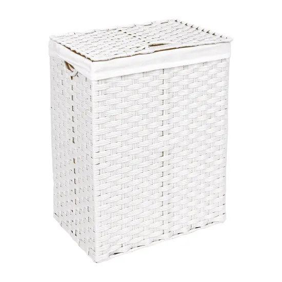 Seville Classics Handwoven Lidded Laundry Hamper White {1}