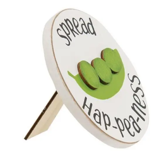 4" Mini Round Wood Signs with Easel Stand Cute Beet and Pea Pun Decor for Kitchen or Shelf 2 Asstd. {2}