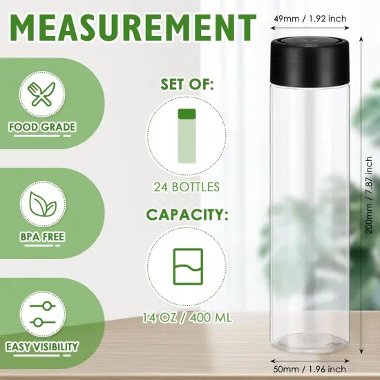 24 Pcs 13.5 oz 400 ml Plastic Juice Bottles with Caps {2}