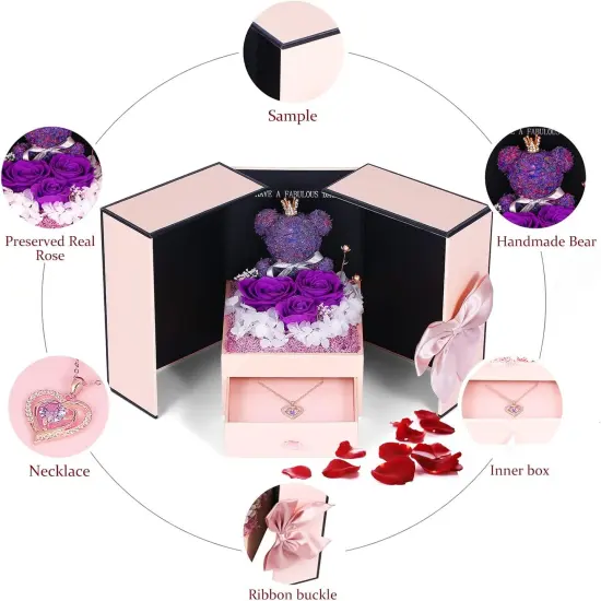 Preserved Rose Gifts Set includes 925 Sterling Silver Necklace {2}