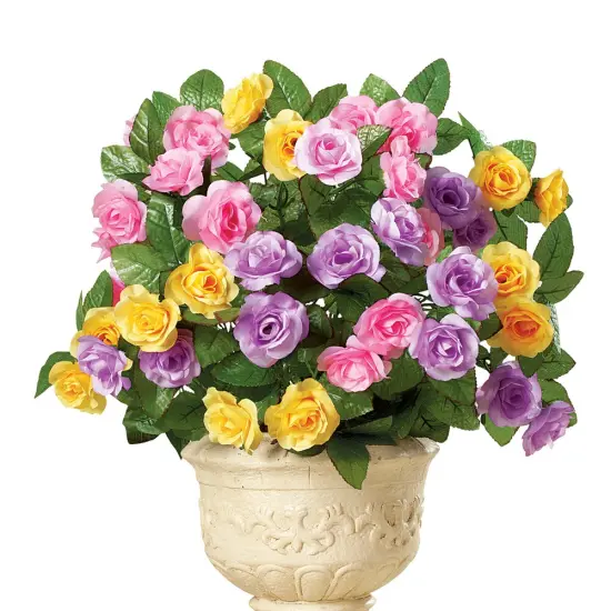 Collections Etc Artificial Pastel Rose Bushes Set of 3 {2}