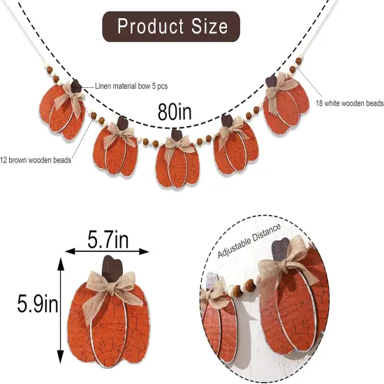 Little Pumpkin Banner - Halloween Banner for Theme Decoration,（Wood） {2}