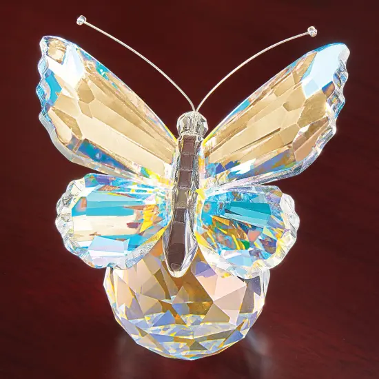 Collections Etc Opalescent Crystal Glass Faceted Butterfly Tabletop Figurine {1}