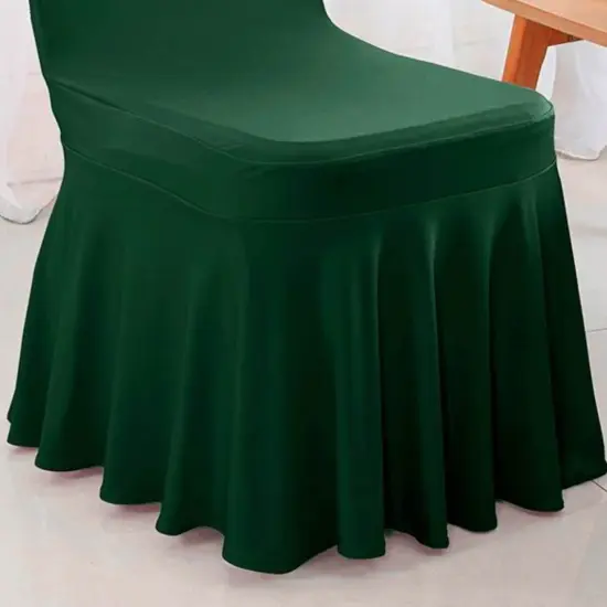 Spandex Banquet Skirt Chair Cover Hunter Green Or Holly Green Stretch Elegant Decor {5}