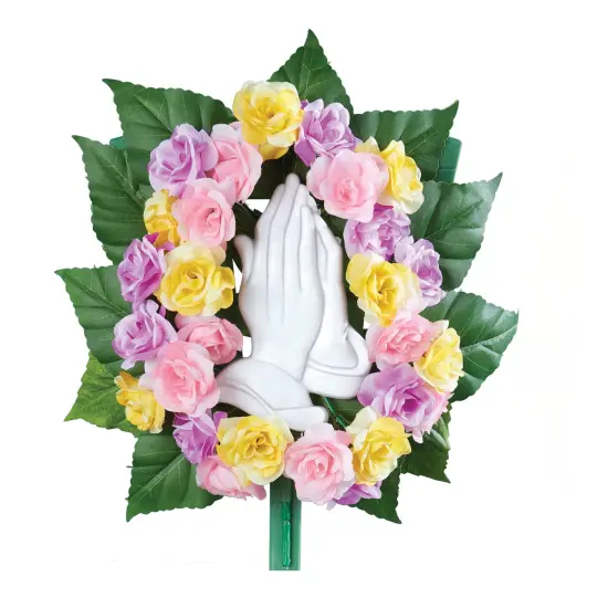 Collections Etc Colorful Artificial Rose Praying Hands Memorial Bush Stake {2}