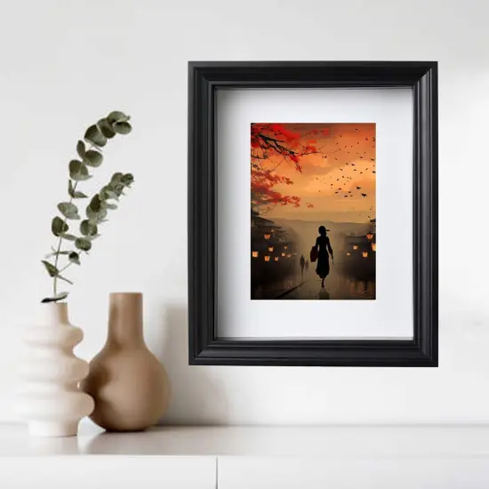 7 &frac34;x9 &frac34;" Black Frame with Acid-Free Mat &ndash; Deep Design for Hanging or Standing, Front Plastic Protection {3}