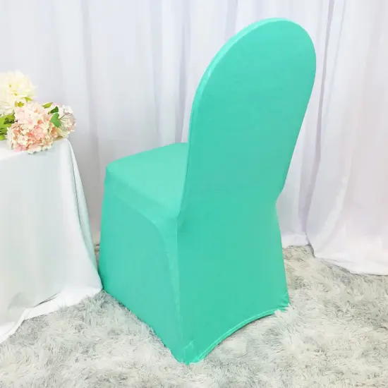 Tiff Blue or Aqua Blue Embossed Vintage Spandex Banquet Chair Cover {2}