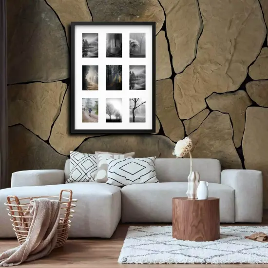 Black 9-Photo Frame, 18x24" Versatile Display with Mount & Safe Plastic Front Protection {5}