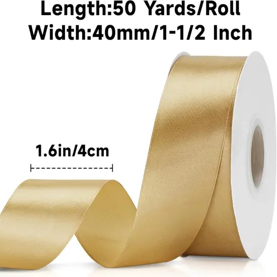 Champagne Gold Satin Ribbon - 1 1/2 inch x 50 Yards {2}