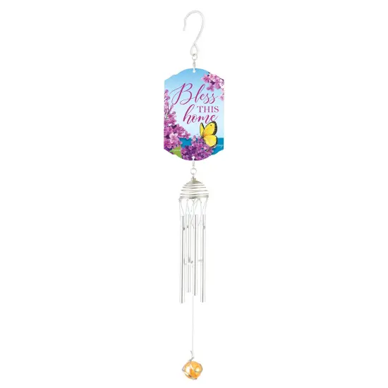 Collections Etc Bless This Home Butterfly Floral Hanging Windchime {2}