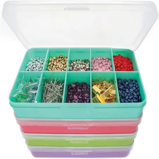 The Beadsmith Personality Case Color-Coded Organizers, 4 Stackable boxes, 22 compartments in total, Stack measures 5.75 x 3.8 x 4.5 inches, jewelry storage organizer, tackle box, nail tip case {2}