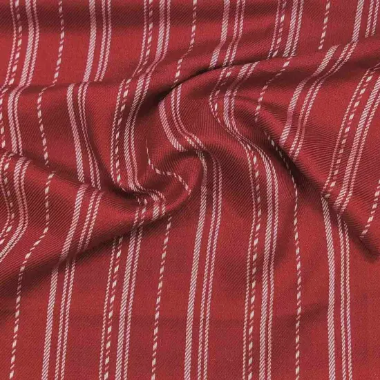 1 Yard Rayon Twill Yarn Dyed Stripe Burgundy Apparel Fabric, 54/55&Prime; Wide 100% Rayon {1}