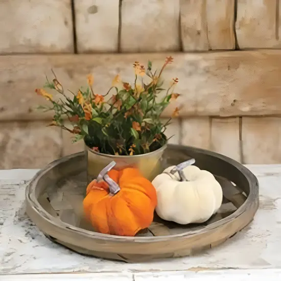 Ivory Foam and Fabric Pumpkin with Felt Accents, Moss, Raffia, Fall Decor {2}