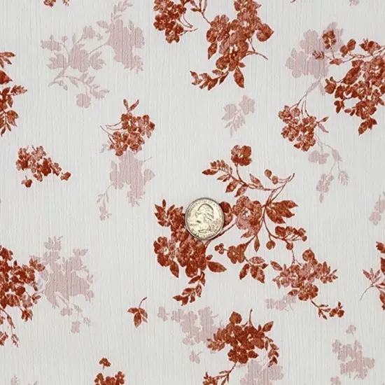 1 Yard Ivory & Orange Rayon Crinkle Fabric Lightweight Textured Drapey Material 50/52 Inch Width {3}