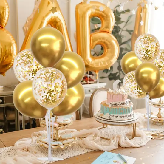 4 Set Gold Balloon Centerpieces for Table, Balloon Stand Kit {4}