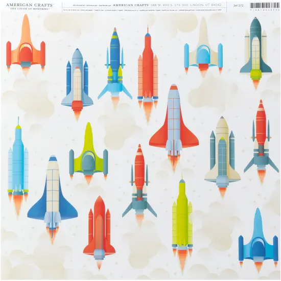 American Crafts Everyday Single-Sided Cardstock 12"X12"-Rockets {1}