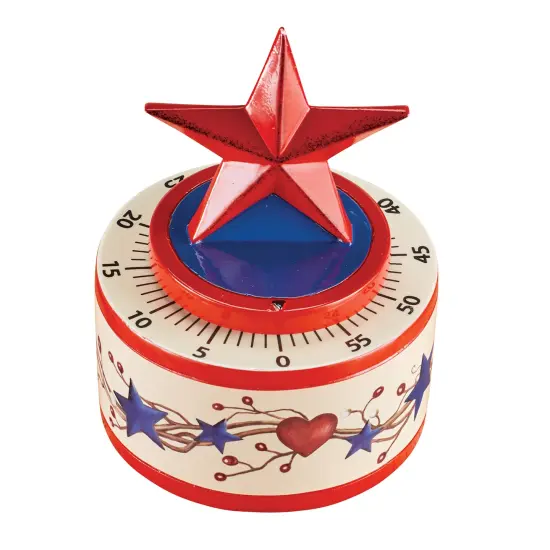 Collections Etc Hand-Painted Patriotic Primitive Americana Star Kitchen Timer {2}