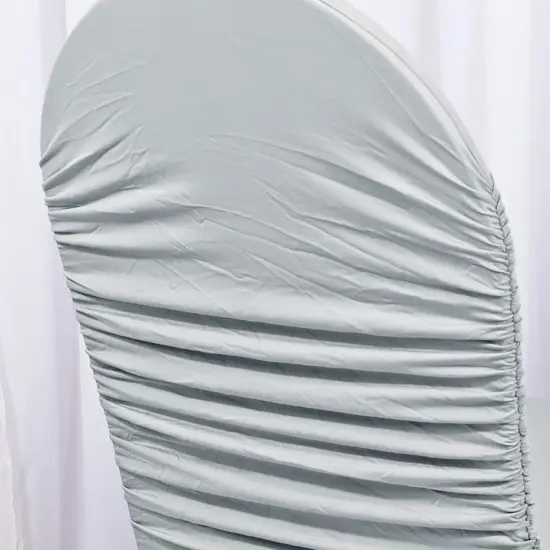1 Piece Silver Rouge Spandex Chair Cover, Ruffled Stretch Fit for Banquet Seating {3}