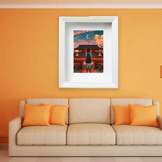 7 &frac34;x9 &frac34;" White Frame with Acid-Free Mat &ndash; Deep Profile for Hanging or Standing, Plastic Front Protection {5}