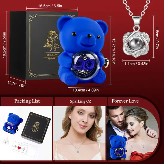 Cute Bear Teddy with Preserved Rose Gift Box {2}