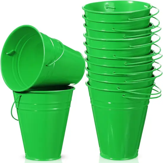 12 Pack Metal Buckets with Handle - (Green) {1}