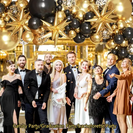 Black and Gold Balloons Garland Arch Kit {4}