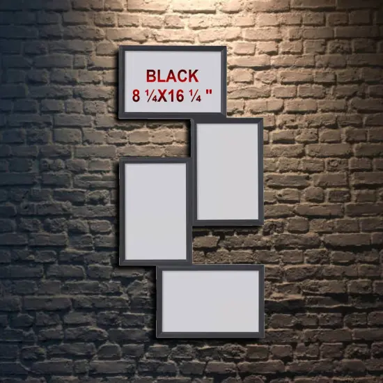 Black 4-Photo Collage Frame 8&frac14;" x 16&frac14;" &ndash; Versatile Vertical or Horizontal Hanging, Durable Lightweight Plastic {1}
