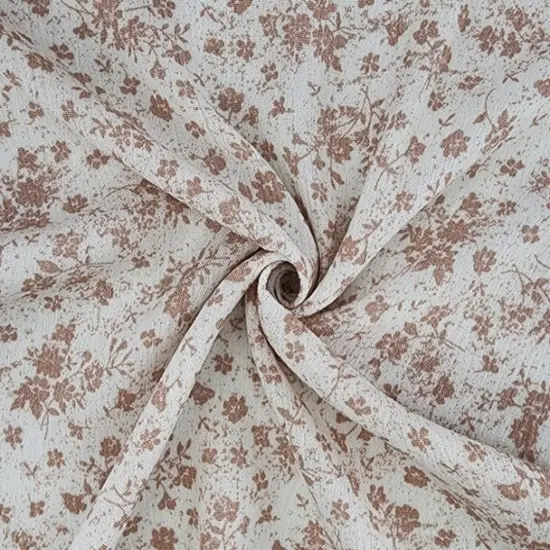 1 Yard Taupe & Off White Rayon Crinkle Crepon Apparel Fabric Lightweight Woven, 50/52" Width {2}