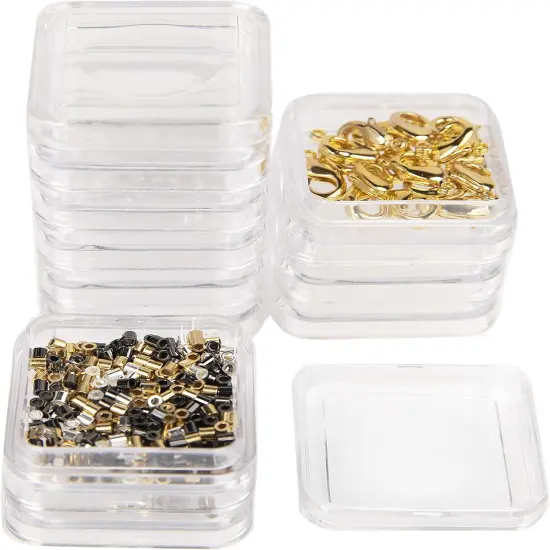 The Beadsmith Personality Case &ndash; 2 Clear Square Stacker Jar Set &ndash; Each Stack Measures 1.25 x 2.3 inches - Total 10 Jars and 2 lids, for Storage of Small Items, Crafts, Jewelry, Hardware {3}